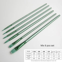 6-Piece Nylon Paint-by-Numbers Brush Set – Smooth Precision