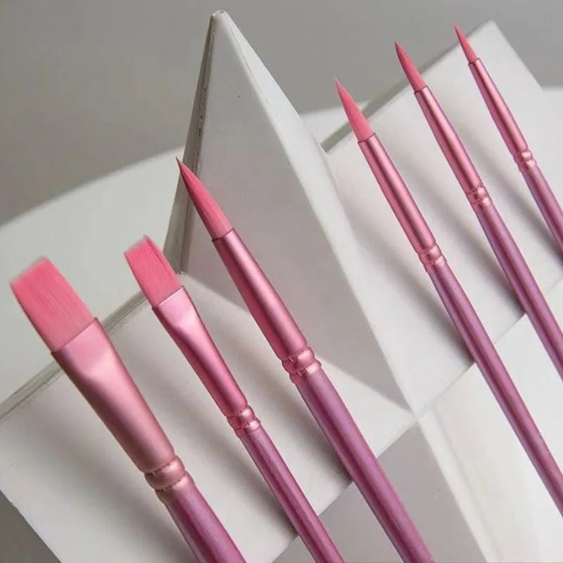 6-Piece Nylon Paint-by-Numbers Brush Set – Smooth Precision