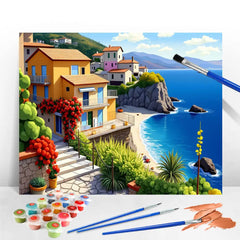 Seaside House Scene – Paint by Numbers DIY Kit