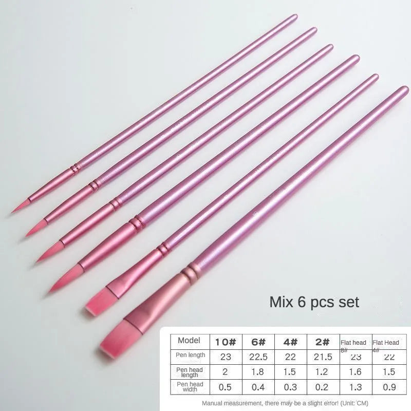 6-Piece Nylon Paint-by-Numbers Brush Set – Smooth Precision