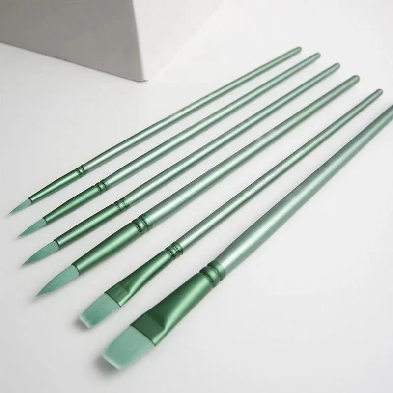 6-Piece Nylon Paint-by-Numbers Brush Set – Smooth Precision