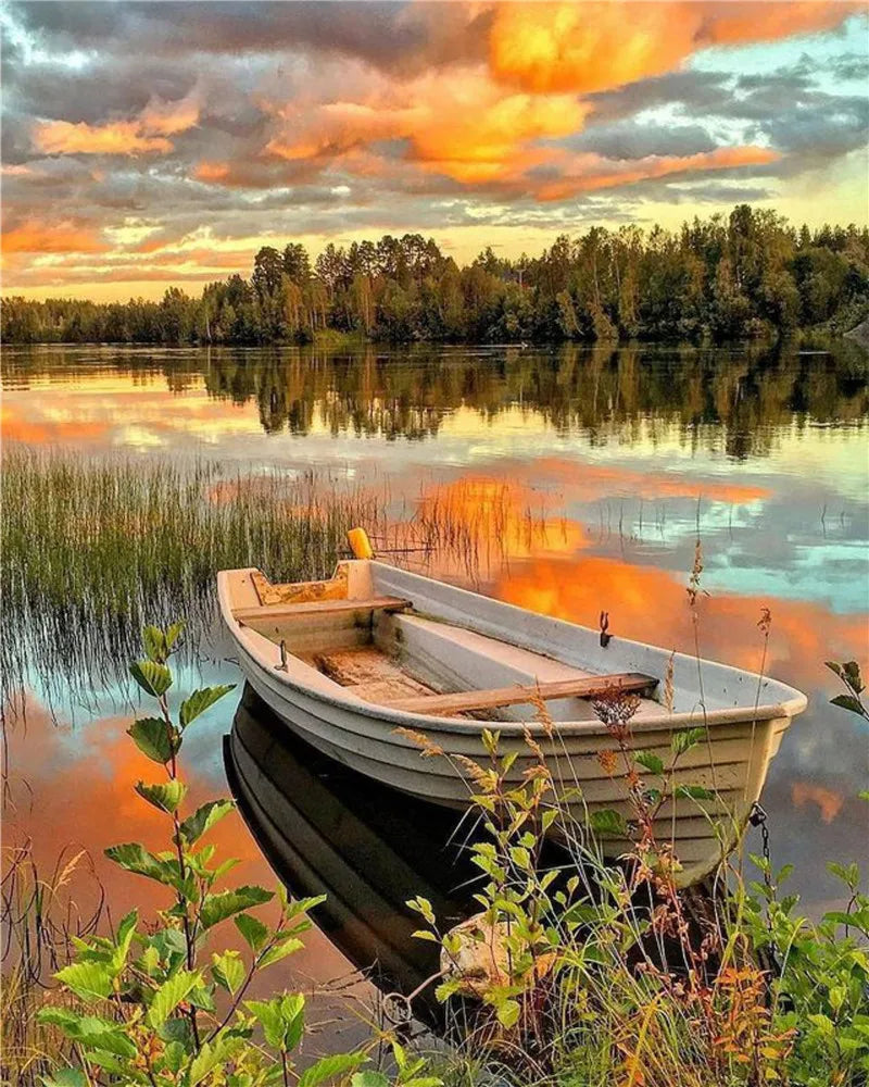 Paint-by-Numbers Kit – Sunset Seaside Landscape Acrylic Canvas Art
