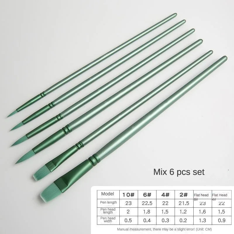 6-Piece Nylon Paint-by-Numbers Brush Set – Smooth Precision