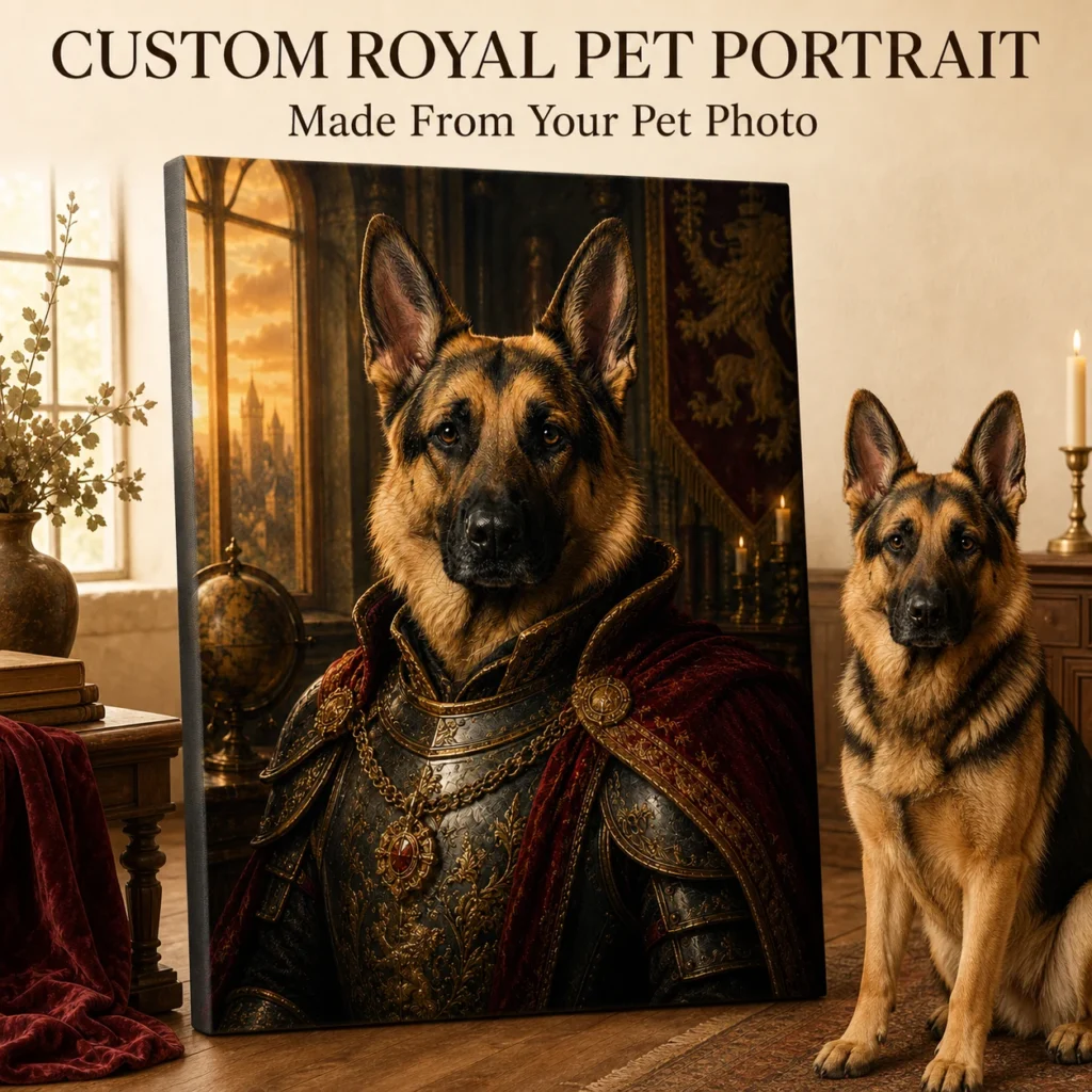 Custom Medieval Knight Pet Portrait Canvas main product image