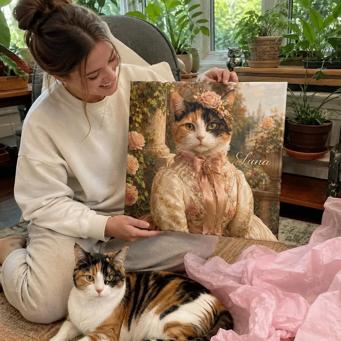 Finished custom pet portrait at home