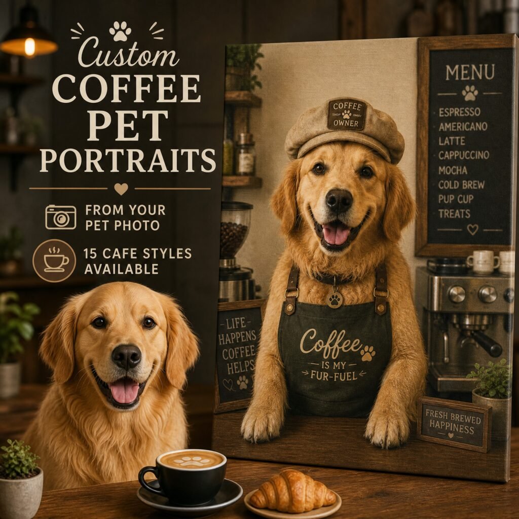 Coffee Bar Pet Portrait Canvas image 1