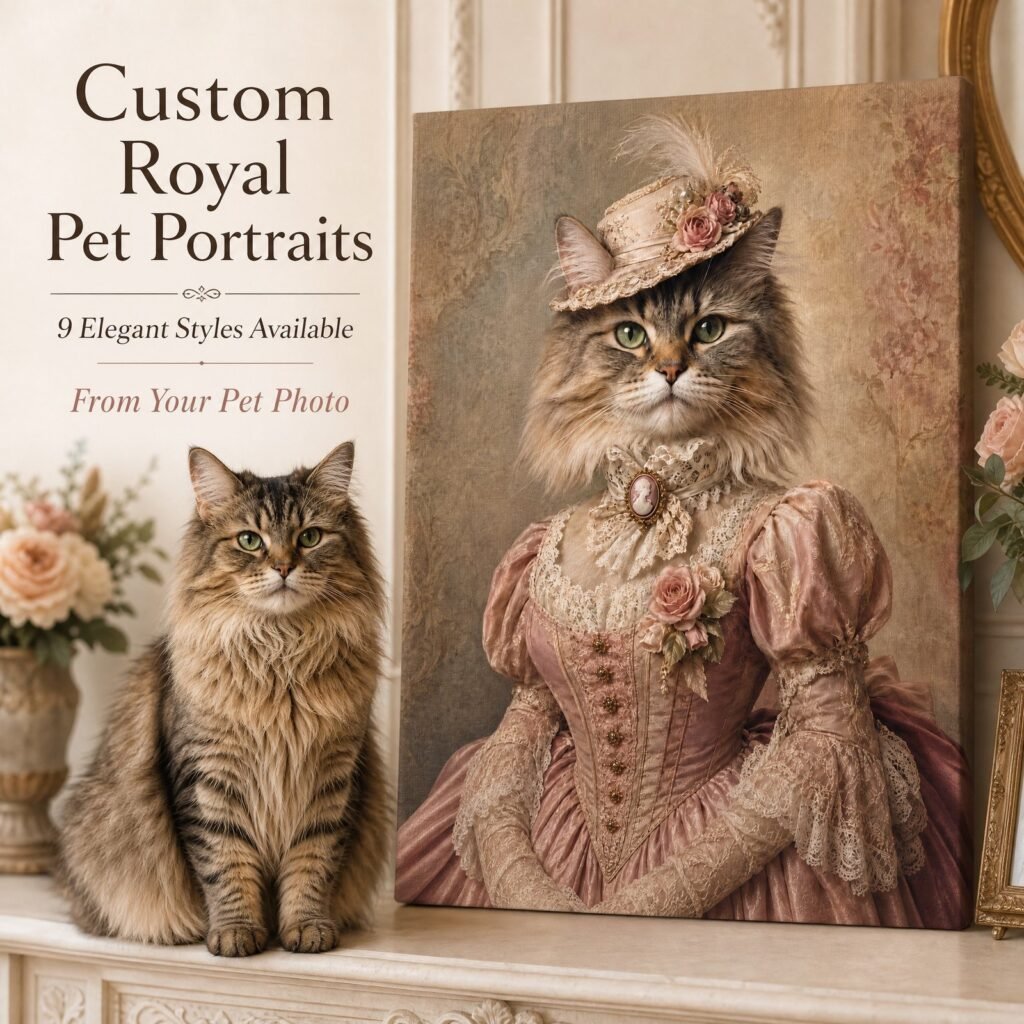 Elegant Royal Pet Portrait Canvas image 1